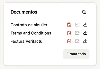 Booking documents in Pulso, with the PDF invoice ready to be download or shared