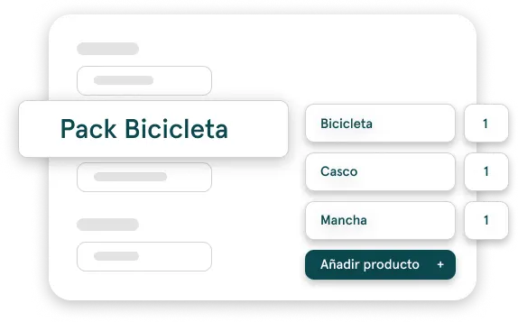 Configuración de un pack en Pulso, con sus productos y cantidades